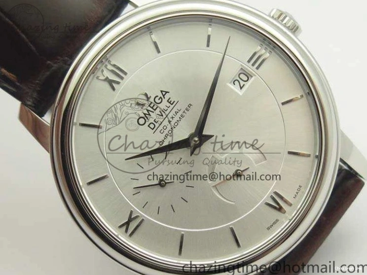 0119 FashionForward De Ville Prestige Real Power Reserve SS TW 1:1 Best Edition White Dial SS Markers On Leather Strap A 8095